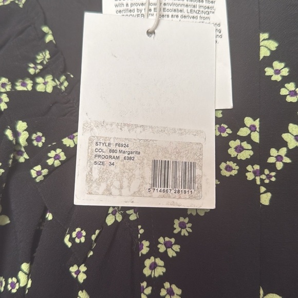 GANNI I Printed Crepe Ruffle High Collar Dress Size 34 XS - Picture 6 of 11